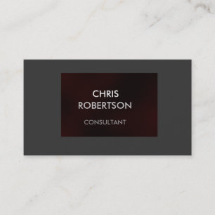 Plain Grey Dark Red Attractive Business Card