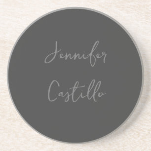 Plain Grey Minimalist Modern Calligraphy Coaster