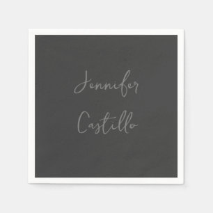Plain Grey Minimalist Modern Calligraphy Napkin