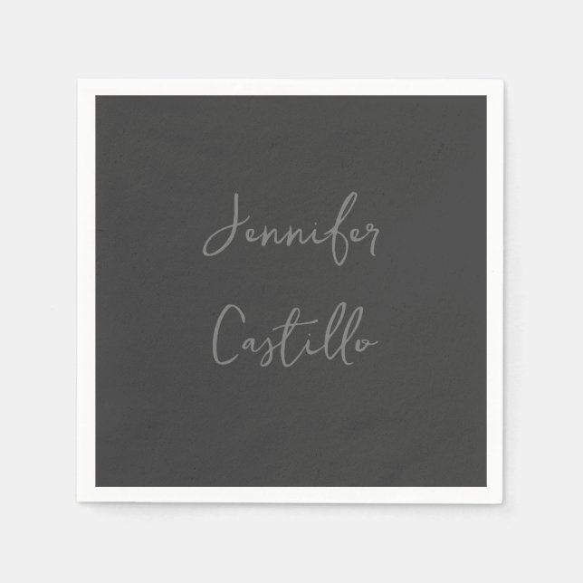 Plain Grey Minimalist Modern Calligraphy Napkin (Front)