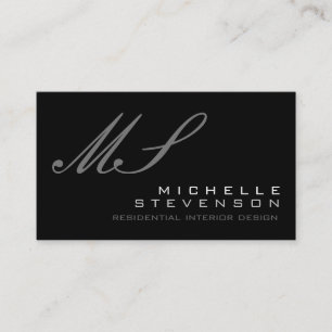 Plain Grey Monogram Standard Size Business Card