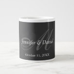 Plain Grey Monogram Wedding Bride Groom Names Large Coffee Mug<br><div class="desc">You can easily change the fonts and colours. You can also add your logo and the background image as you like.</div>