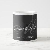 Plain Grey Monogram Wedding Bride Groom Names