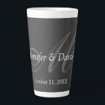 Plain Grey Monogram Wedding Bride Groom Names Latte Mug<br><div class="desc">You can easily change the fonts and colours. You can also add your logo and the background image as you like.</div>