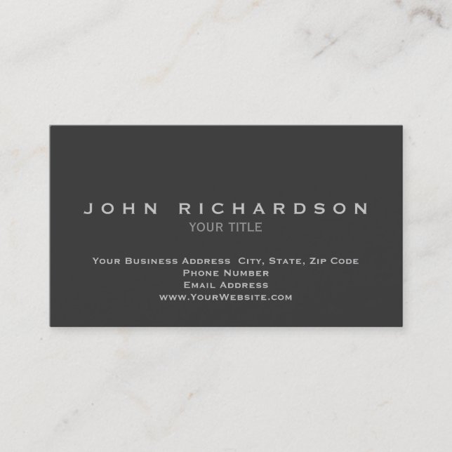 Plain Grey Professional Elegant Business Card (Front)