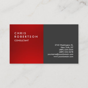 Plain Grey Red Modern Creative Business Card