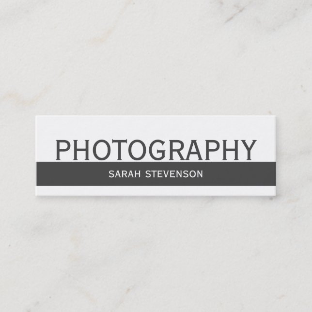 Plain Grey Stripe White Photographer Business Card (Front)