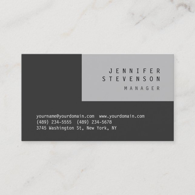 Plain Grey Tones Striped Clean Business Card (Front)