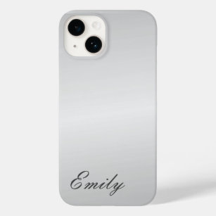 Plain Grey Trendy Modern Minimalist ADD NAME Case-Mate iPhone 14 Case