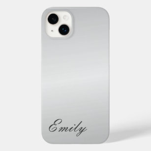 Plain Grey Trendy Modern Minimalist ADD NAME Case-Mate iPhone 14 Plus Case
