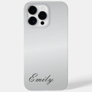Plain Grey Trendy Modern Minimalist ADD NAME Case-Mate iPhone 14 Pro Max Case