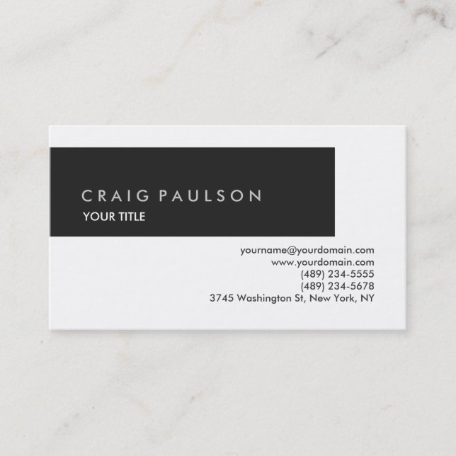 Plain Grey White Professional Business Card (Front)