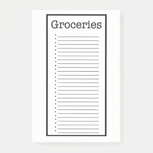 Plain Grocery List Post it Notes (Front)