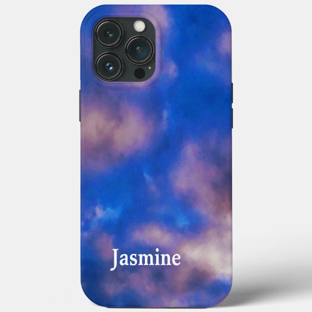 Plain Handwritten Own Name Blue Sky Clouds Case-Mate iPhone Case (Back)
