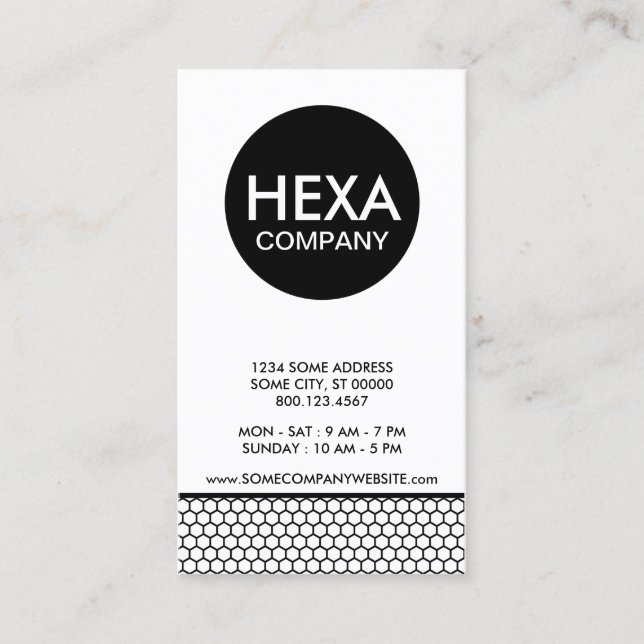 plain hexagonal company business card (Front)