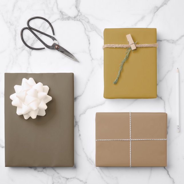 Plain Honey Iced Coffee Brown Shades 3 Tones Wrapping Paper Sheet (Front)