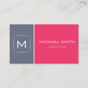 Plain Hot Pink & Grey Elegant Professional Modern Business Card