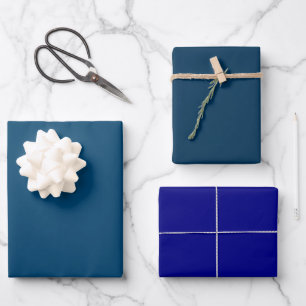 Plain Imperial Prussian Navy Blue Shades 3 Tones Wrapping Paper Sheet