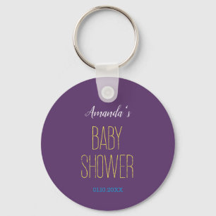 Plain Indigo Yellow Modern Minimalist Baby Shower Key Ring