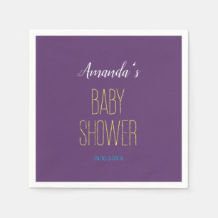 Plain Indigo Yellow Modern Minimalist Baby Shower Napkin