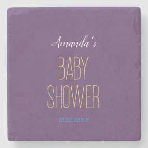Plain Indigo Yellow Modern Minimalist Baby Shower Stone Coaster