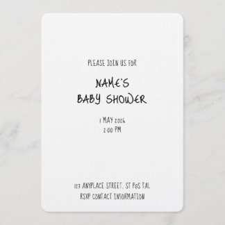 Plain Invitation Template - Baby Shower 1 - Simple