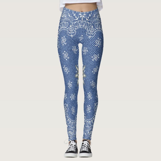 Plain Jane Blue Handkerchief Leggings (Front)