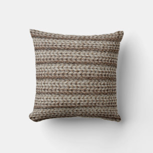 Plain knitted fabric, brown texture. cushion