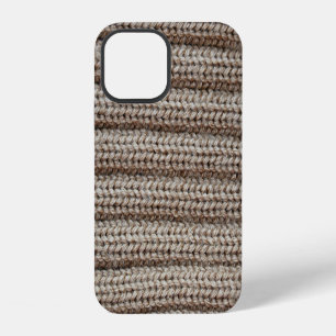 Plain knitted fabric, brown texture. iPhone 12 case