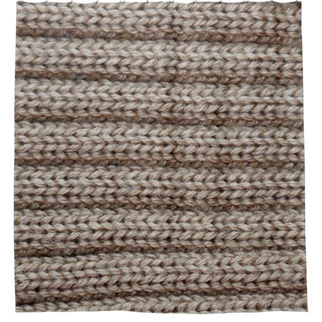 Plain knitted fabric, brown texture. shower curtain (Front)