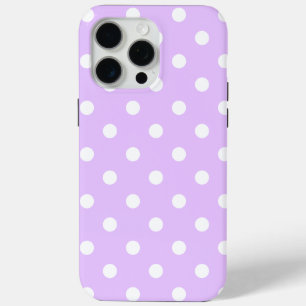 Plain Lavender With Lovely White Polka Dots iPhone 15 Pro Max Case