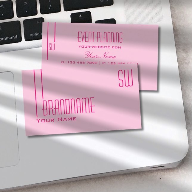 Plain Light Baby Pink with Monogram Professional Business Card (Creator Uploaded)