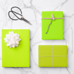 Plain Lime Spring Lemon Green Shades 3 Tones Wrapping Paper Sheet