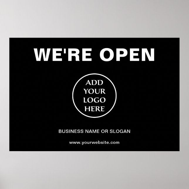 Plain Logo Business Company Corporate We're Open Poster (Front)