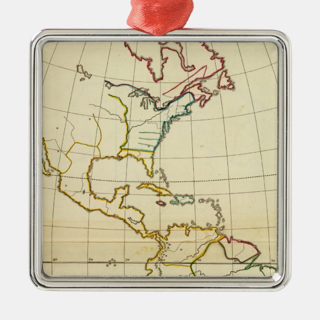 Plain map America Metal Tree Decoration (Front)