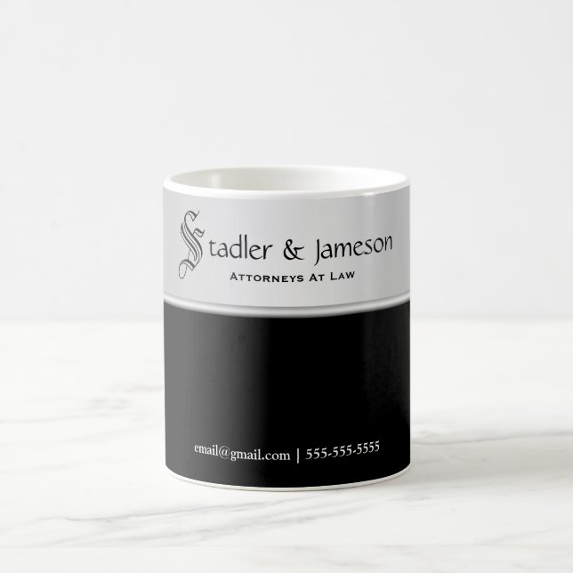 Plain masculine silver black professional coffee mug (Center)