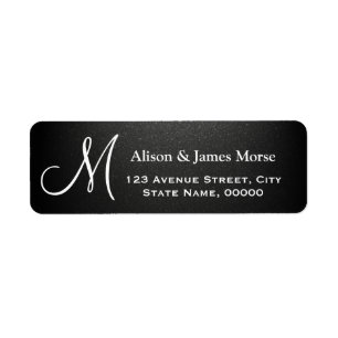 Plain Matte Black with White Font Monogram Wedding