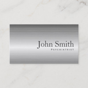Plain Metal Psychiatrist Business Card