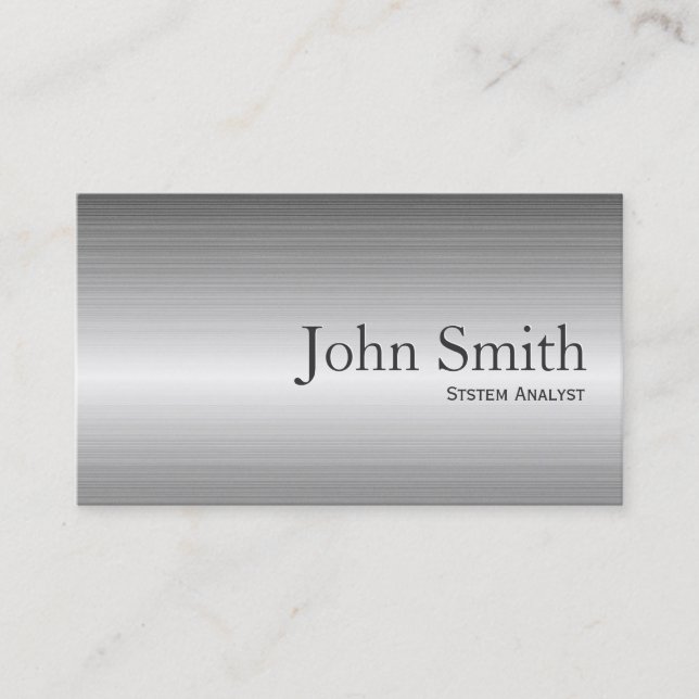Plain Metal System Analyst Business Card (Front)