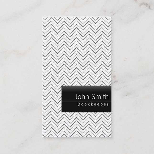 Plain Minimal Chevron Bookkeeper Business Card (Front)