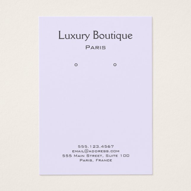 Plain Minimal  pale lilac Jewellery Earring Displa (Front)