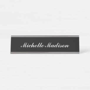 Plain Minimalist Modern Calligraphy Black Colour Desk Name Plate