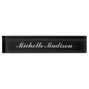 Plain Minimalist Modern Calligraphy Black Colour Nameplate