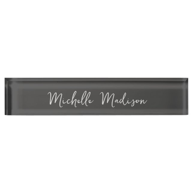 Plain Minimalist Modern Handwriting Calligraphy Nameplate (Front)