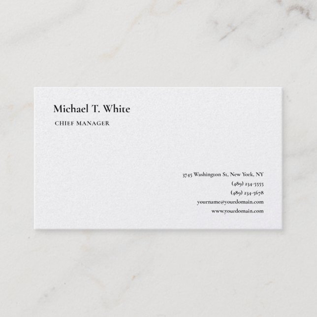Plain Minimalist Professional Classical Pearl Business Card (Front)