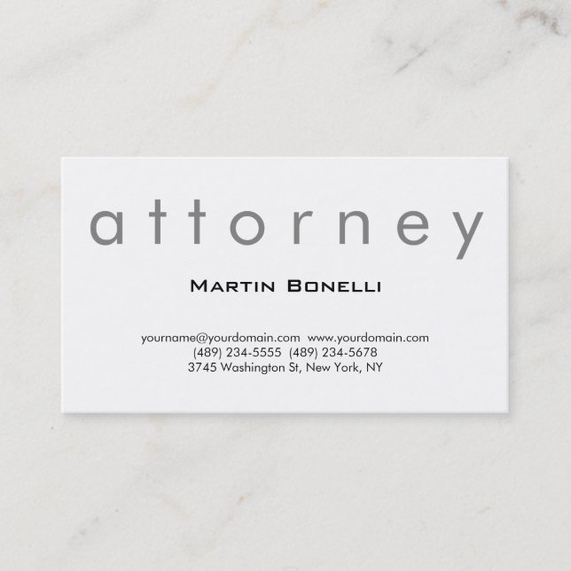 Plain Modern Attorney at Law Business Card (Front)