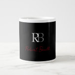 Plain Modern Black Red Monogrammed Initials Name Large Coffee Mug<br><div class="desc">Are you looking for a simple,  minimalist,  attractive design? This design that will grab people's attention right away,  but not too complicated,  is for you.</div>