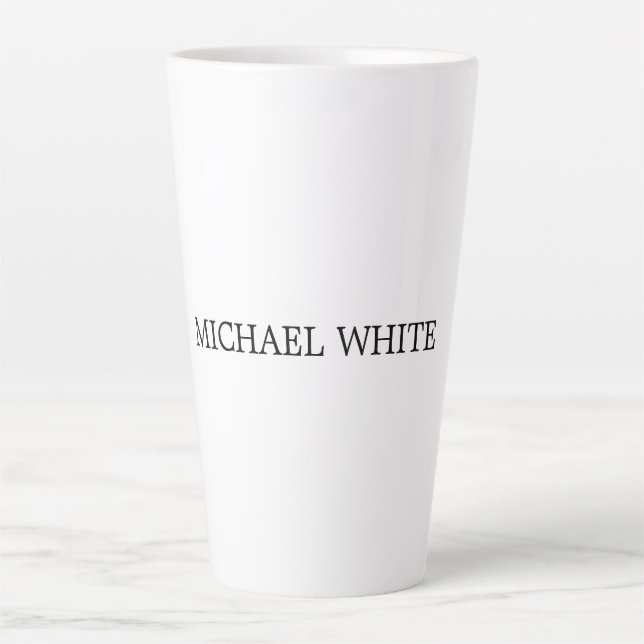Plain Modern Black & White Minimalist Latte Mug (Front)