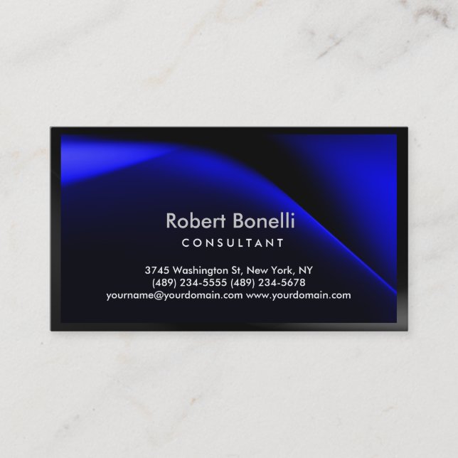 Plain Modern Blue Consultant Business Card (Front)