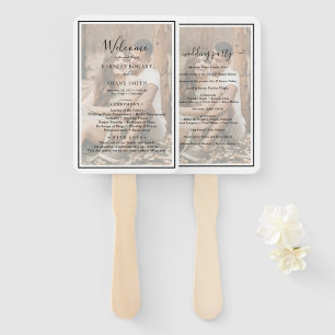 Plain Modern Elegant Frame Photo Wedding Program Hand Fan